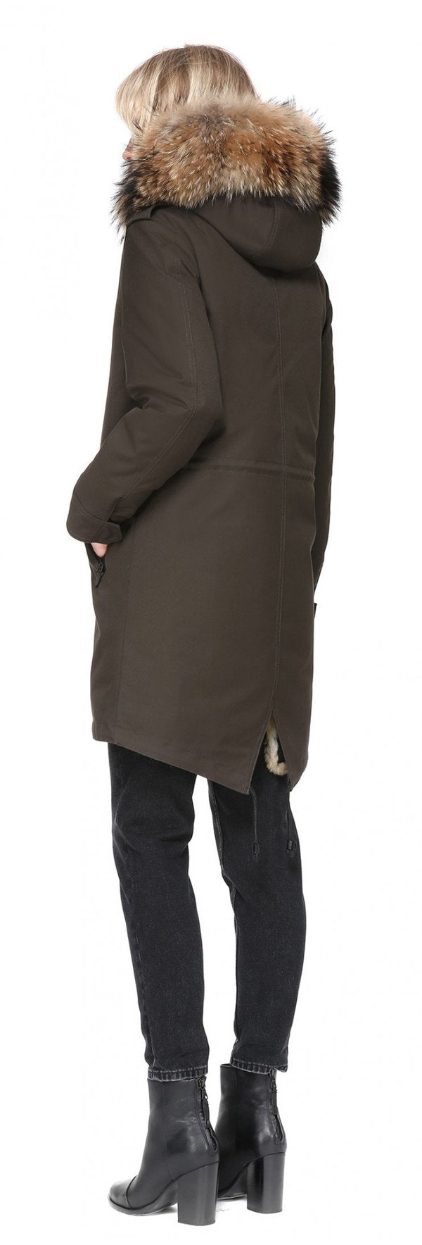 Mackage Rena Fur Lined Twill Parka in Army