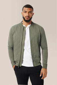 Good Man Brand Quilted Premium Jersey Mayfair Bomber - Army