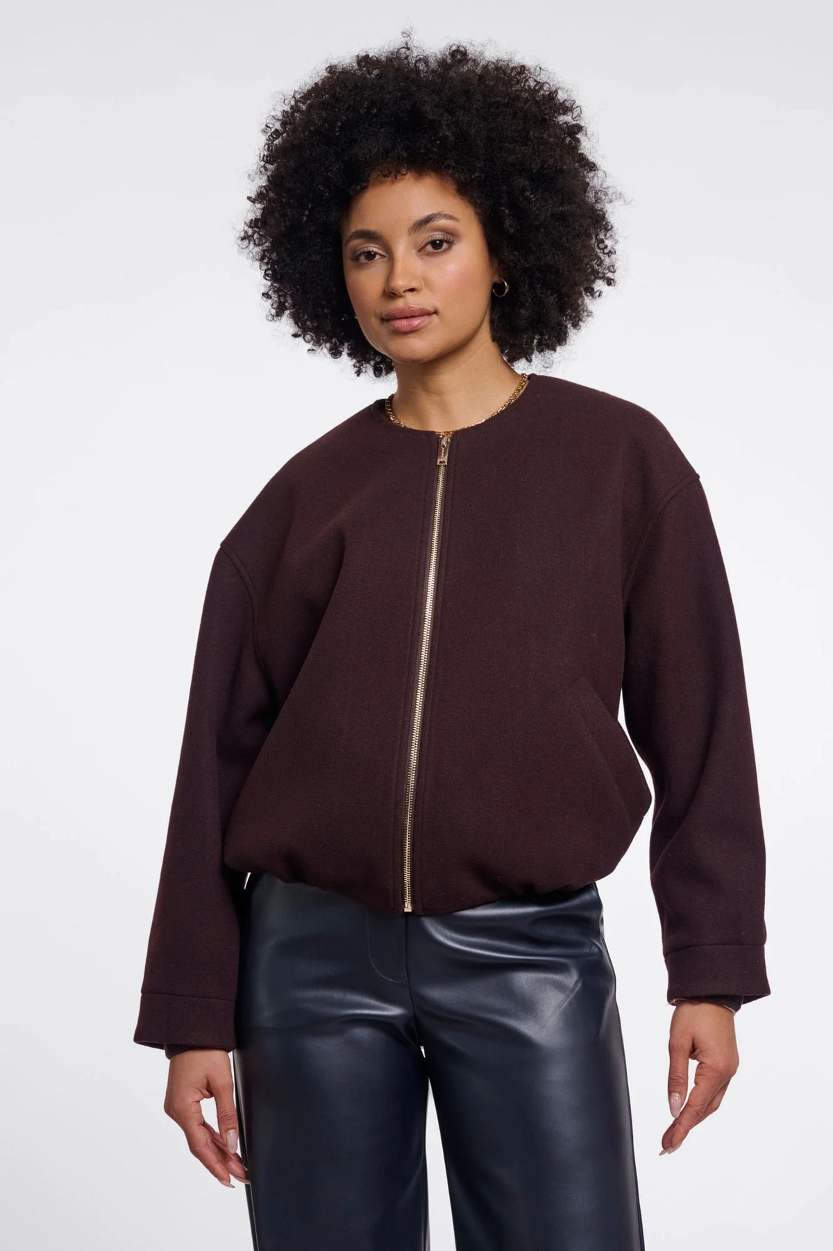 RINO & PELLE Mona Bomber Jacket in Chocolate Bean