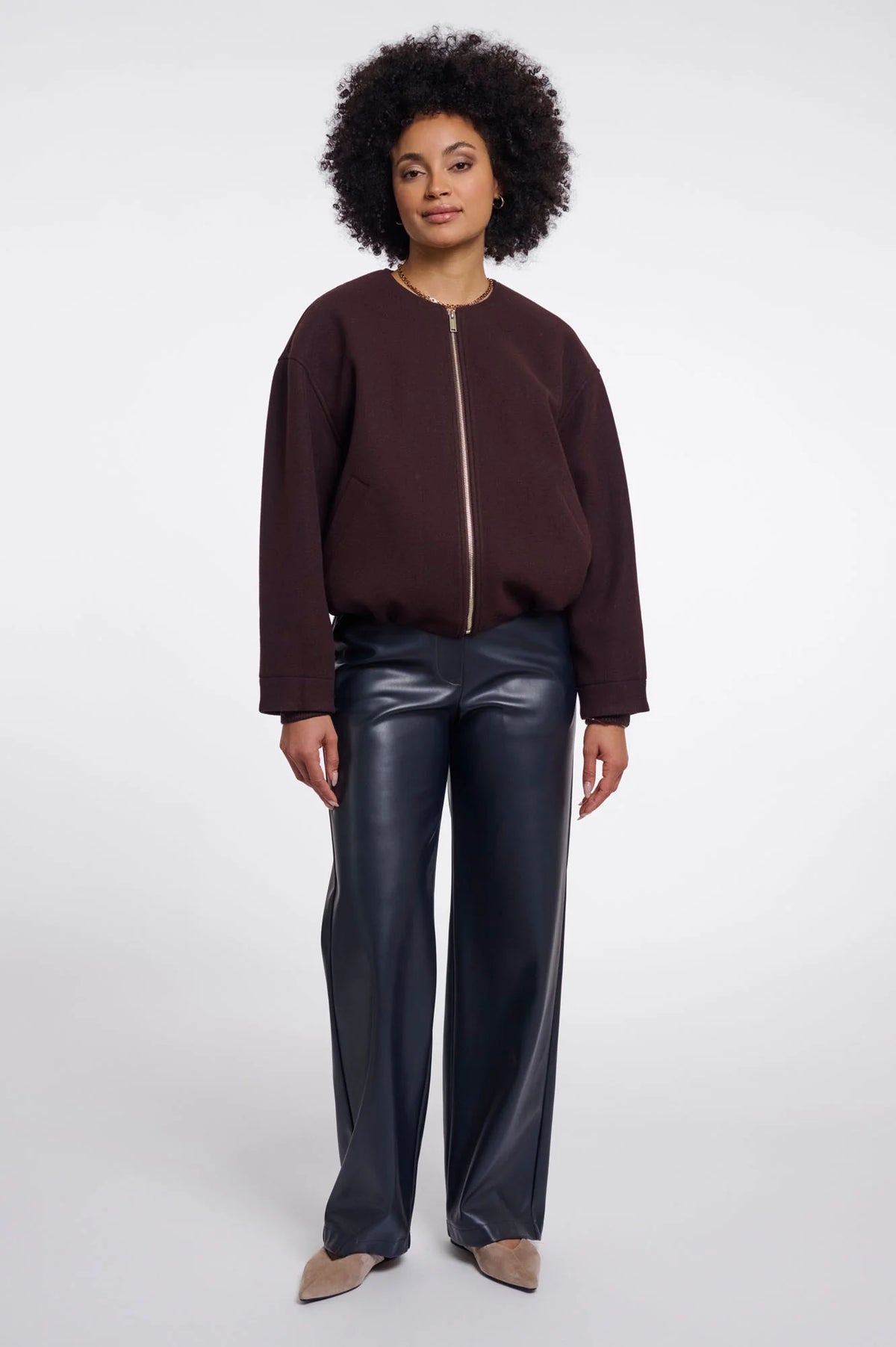 RINO & PELLE Mona Bomber Jacket in Chocolate Bean