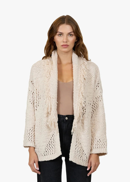 autumn cashmere Southwest Fringed Shawl Collar Throw in Sand