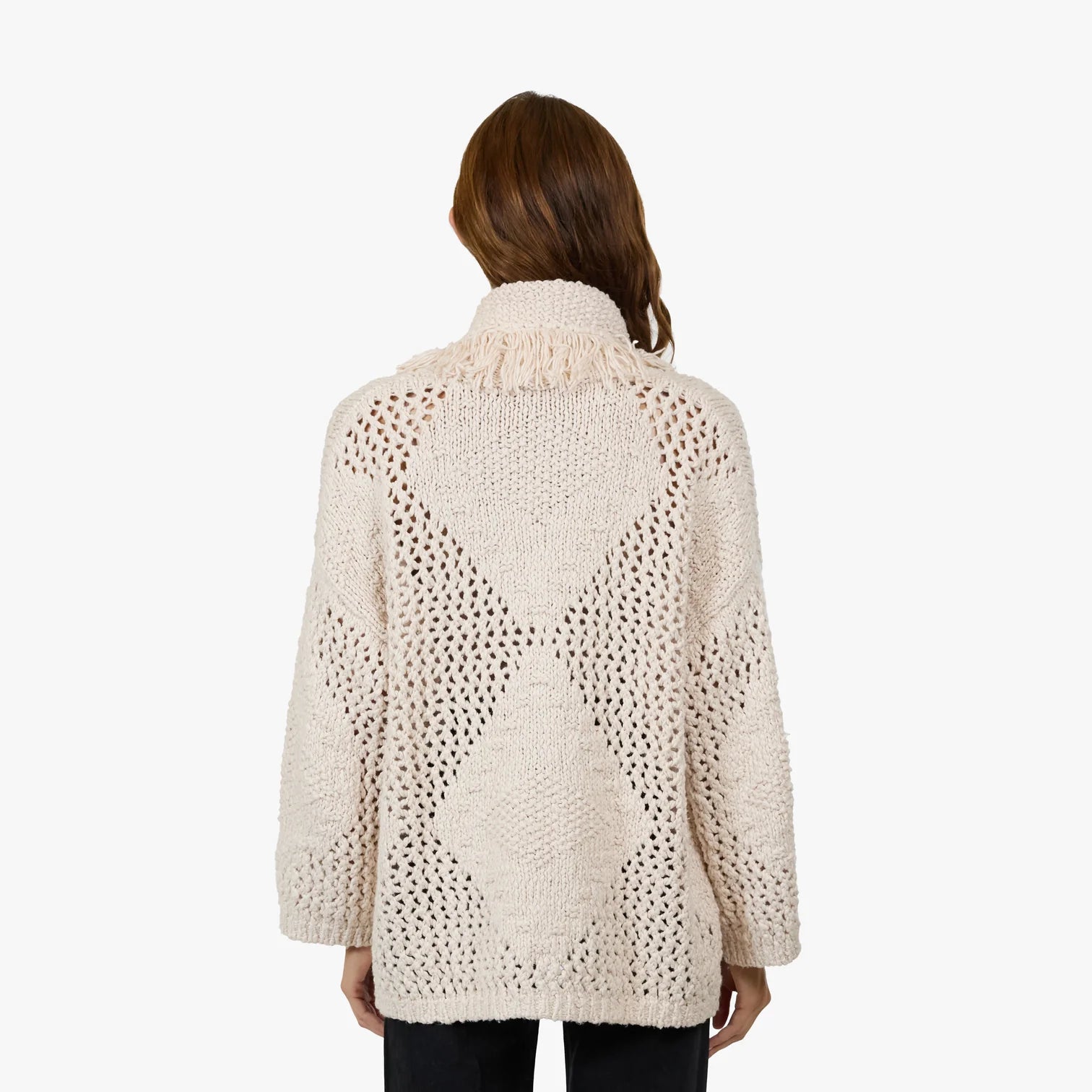 autumn cashmere Southwest Fringed Shawl Collar Throw in Sand