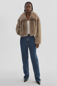 LAMARQUE Nova Faux Fur Coat in Wolf