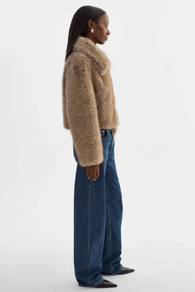 LAMARQUE Nova Faux Fur Coat in Wolf