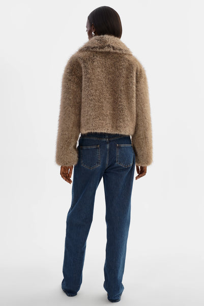 LAMARQUE Nova Faux Fur Coat in Wolf
