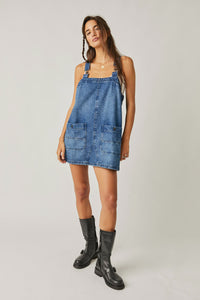 Free People Overall Smock Mini Dress in Sapphire Wash