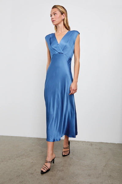 Rails Odella Satin Crepe Capsleeve Dress in Atlantic