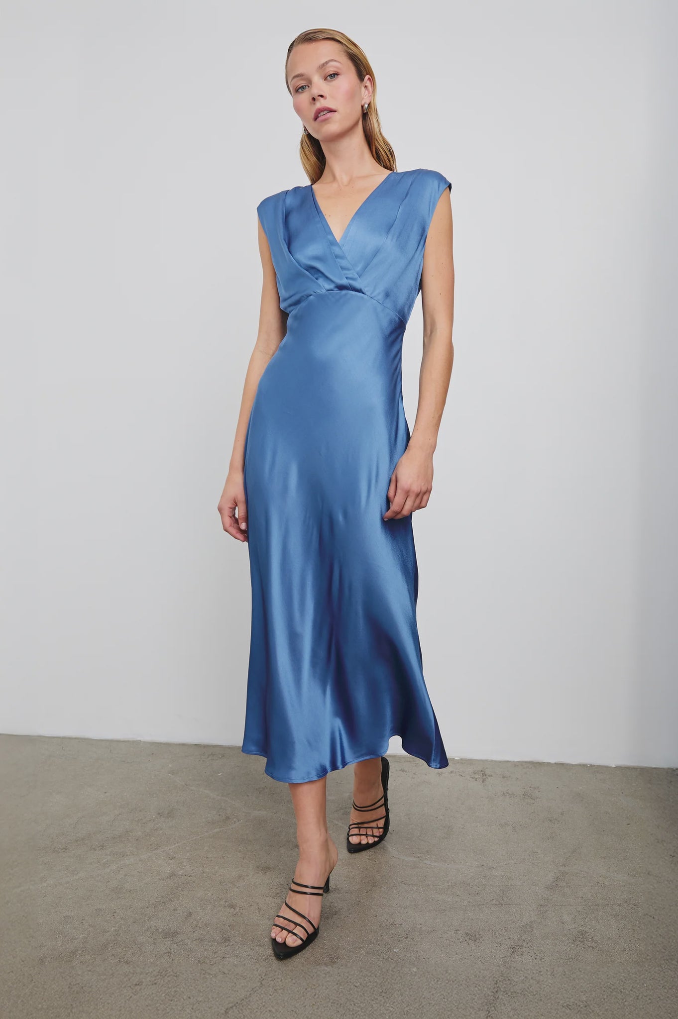 Rails Odella Satin Crepe Capsleeve Dress in Atlantic