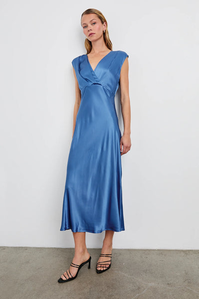 Rails Odella Satin Crepe Capsleeve Dress in Atlantic