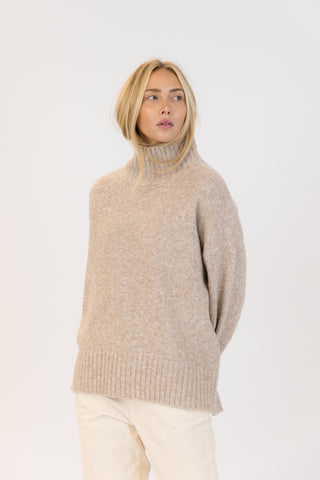Lyla & Luxe Oliver Luxe Mockneck Sweater in Light Oat