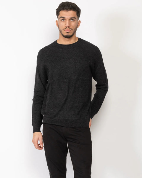 Patrick Assaraf Men's Merino Raglan Rib Crew - Noir