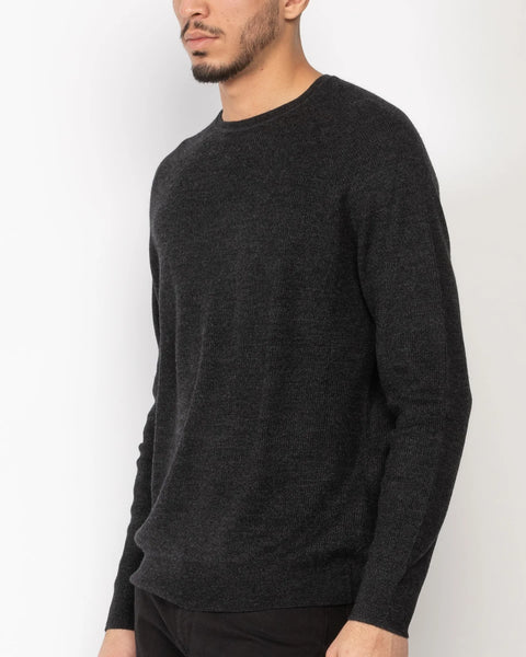 Patrick Assaraf Men's Merino Raglan Rib Crew - Noir