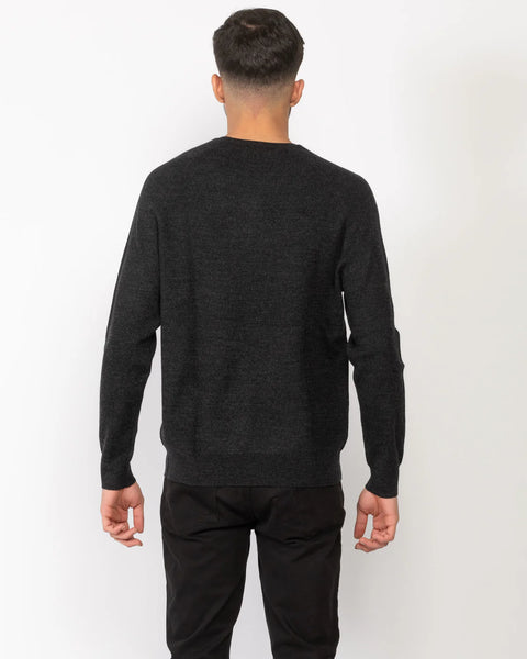 Patrick Assaraf Men's Merino Raglan Rib Crew - Noir