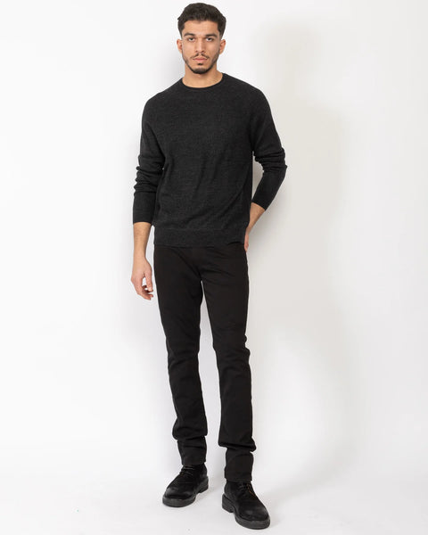 Patrick Assaraf Men's Merino Raglan Rib Crew - Noir