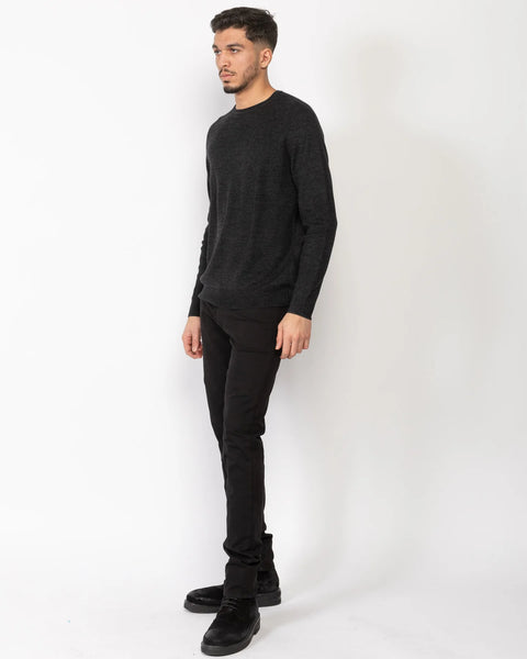 Patrick Assaraf Men's Merino Raglan Rib Crew - Noir