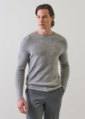 Patrick Assaraf Men's Merino Raglan Rib Crew - Fog Grey