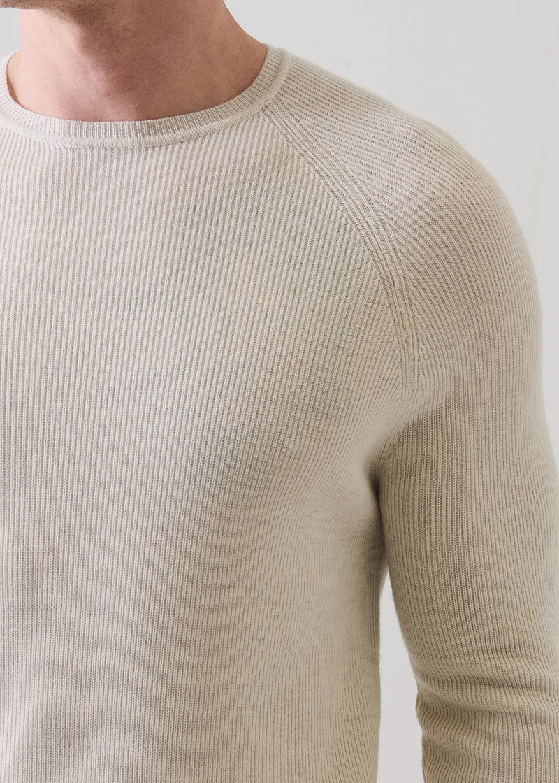 Patrick Assaraf Merino Raglan Rib Crew - Latte