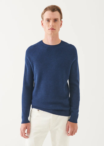 Patrick Assaraf Merino Raglan Rib Crew - Cosmos Melange