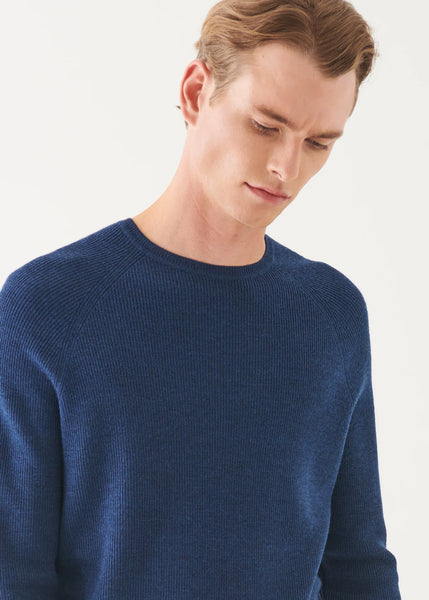 Patrick Assaraf Merino Raglan Rib Crew - Cosmos Melange