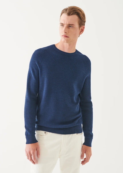 Patrick Assaraf Merino Raglan Rib Crew - Cosmos Melange