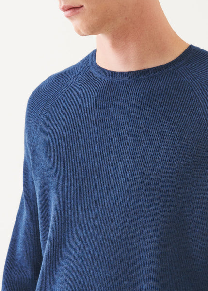 Patrick Assaraf Merino Raglan Rib Crew - Cosmos Melange