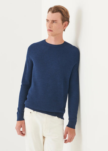 Patrick Assaraf Merino Raglan Rib Crew - Cosmos Melange