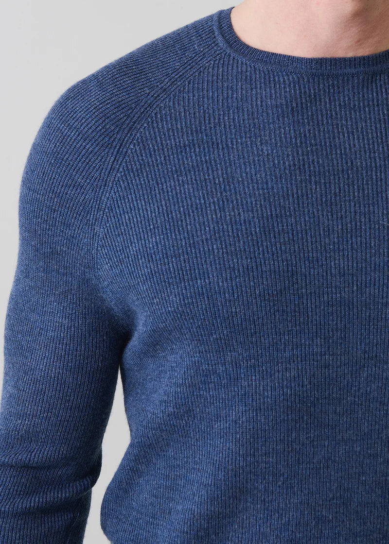 Patrick Assaraf Merino Raglan Rib Crew - Moonlight