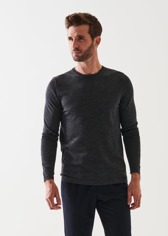 Patrick Assaraf Extra Fine Merino Crewneck Sweater - Carbon