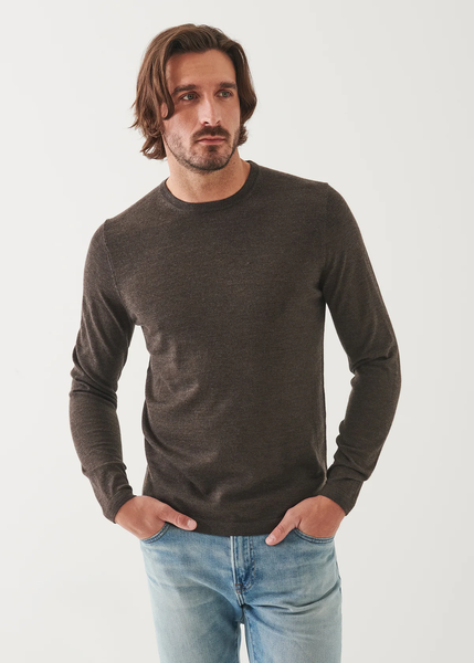 Patrick Assaraf Extra Fine Merino Crewneck Sweater - Mahogany