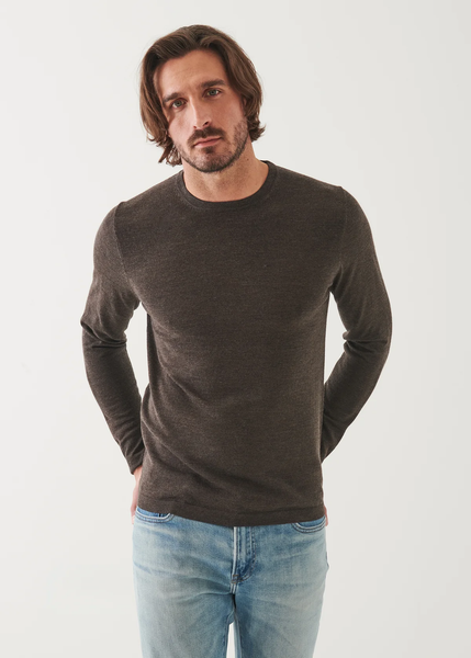 Patrick Assaraf Extra Fine Merino Crewneck Sweater - Mahogany