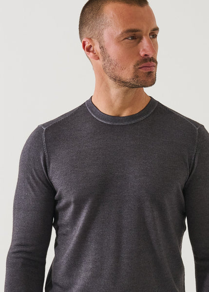 Patrick Assaraf 14GG Merino Vintage Crew Sweater - Derby Grey
