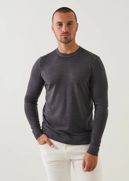 Patrick Assaraf 14GG Merino Vintage Crew Sweater - Derby Grey
