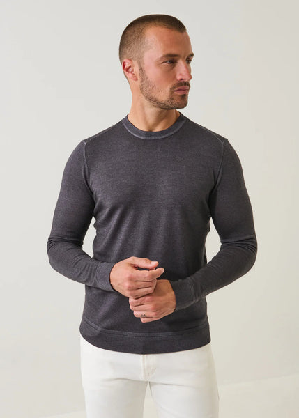 Patrick Assaraf 14GG Merino Vintage Crew Sweater - Derby Grey