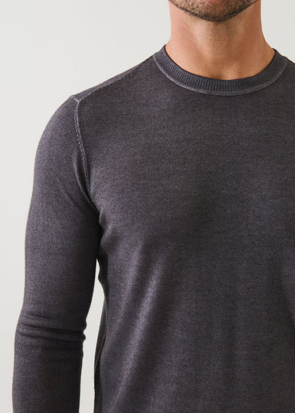 Patrick Assaraf 14GG Merino Vintage Crew Sweater - Derby Grey