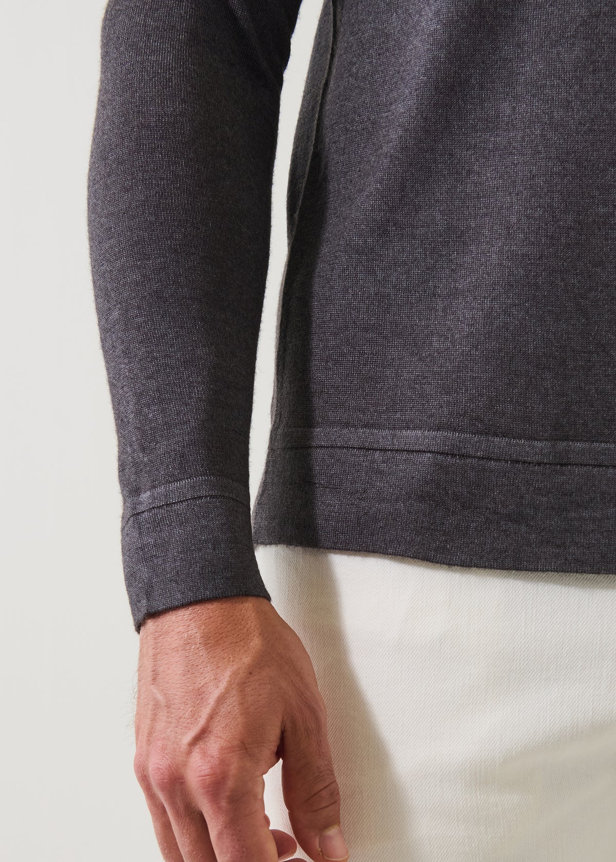 Patrick Assaraf 14GG Merino Vintage Crew Sweater - Derby Grey