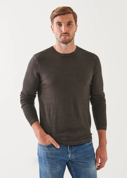 Patrick Assaraf Extra Fine Merino Vintage Wash Crew - Dusky Green