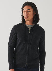 Patrick Assaraf Extra Fine Merino Zip Hoodie - Noir