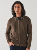 Patrick Assaraf Extra Fine Merino Vintage Zip Hoodie -Olive Night