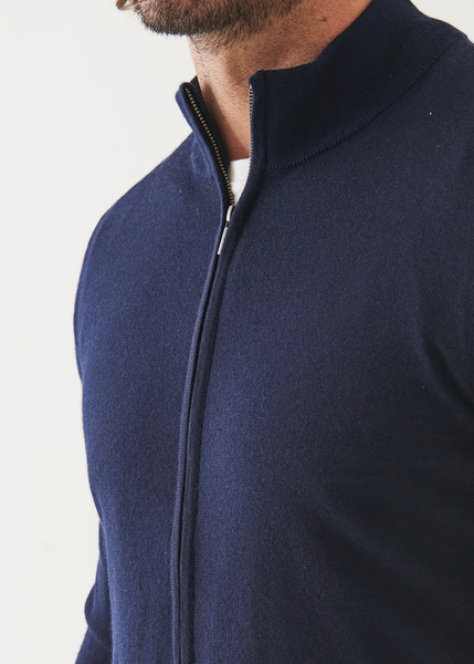 Patrick Assaraf Extra Fine Merino Zip Mock - Midnight