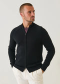 Patrick Assaraf 16GG Double Face Raglan Mock Zip Cardigan - Black
