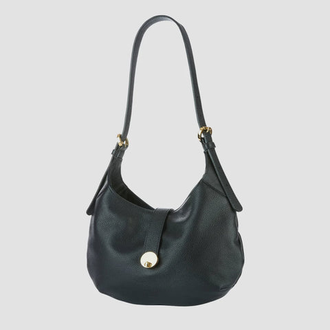 Brave Luna Bag in Black Pebbled Leather with Gold