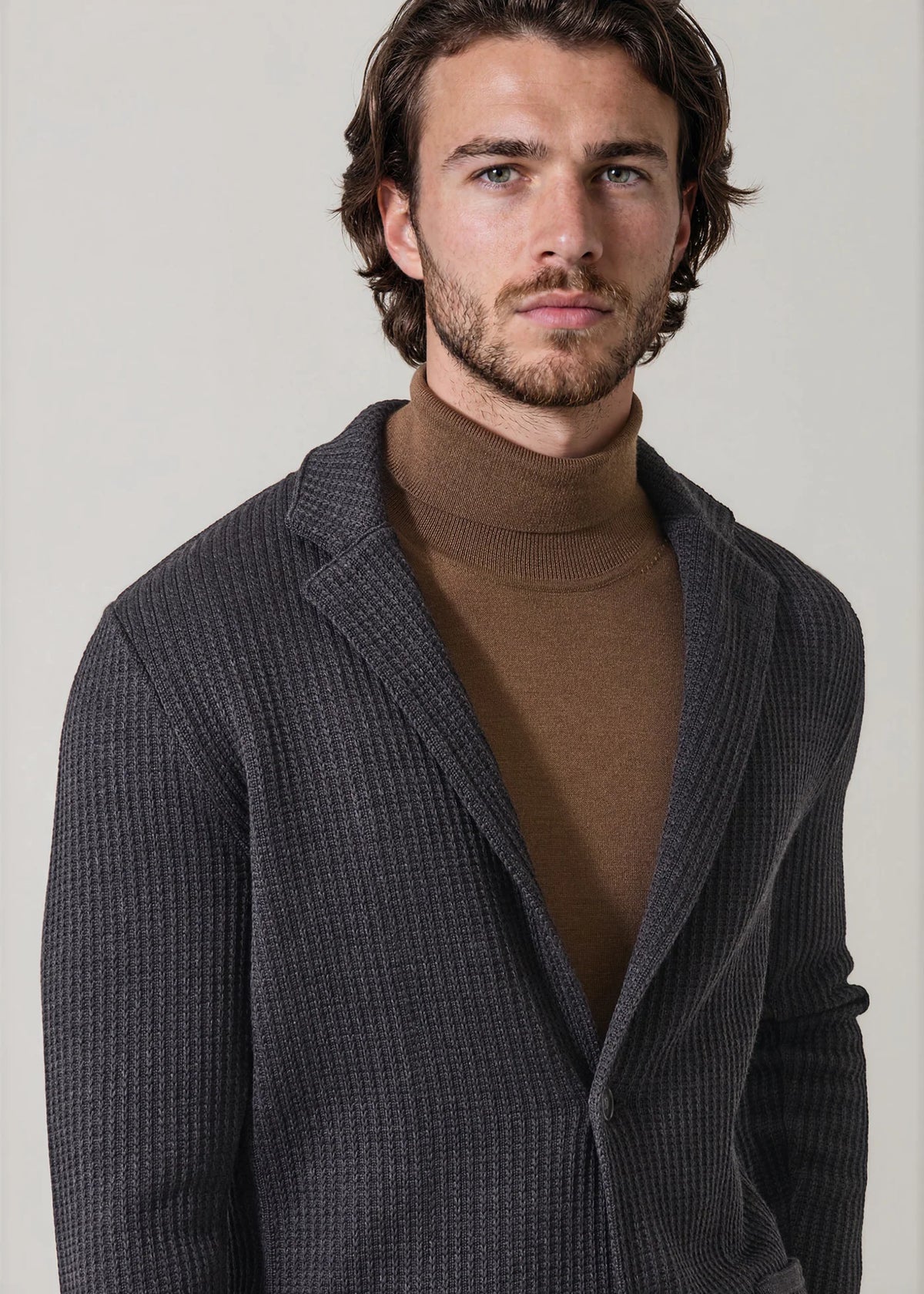 Patrick Assaraf Merino Wool Chain Stitch Knit Blazer - Ash