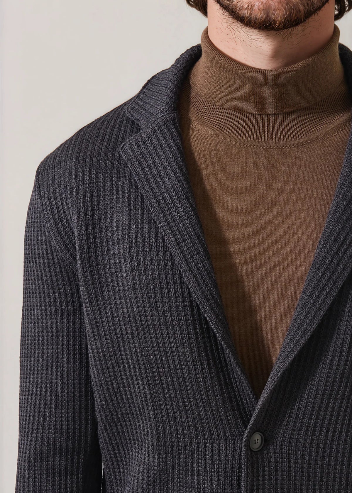 Patrick Assaraf Merino Wool Chain Stitch Knit Blazer - Ash