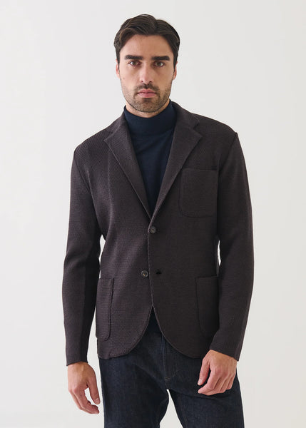 Patrick Assaraf Honeycomb Stitch Merino Knit Blazer - Nougat