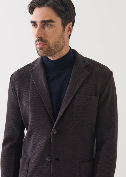 Patrick Assaraf Honeycomb Stitch Merino Knit Blazer - Nougat