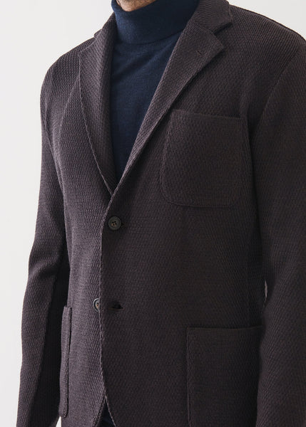 Patrick Assaraf Honeycomb Stitch Merino Knit Blazer - Nougat