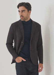Patrick Assaraf Honeycomb Stitch Merino Knit Blazer - Nougat