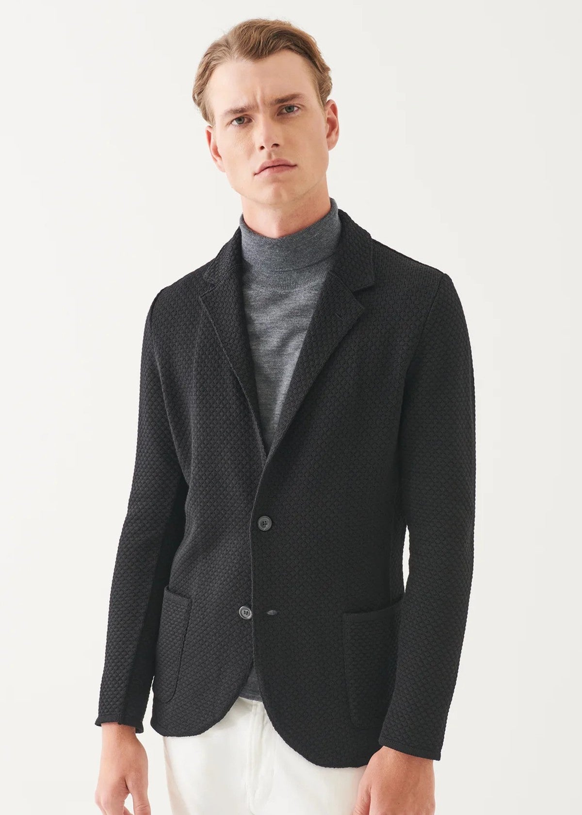 Patrick Assaraf Merino Knit Blazer - Black