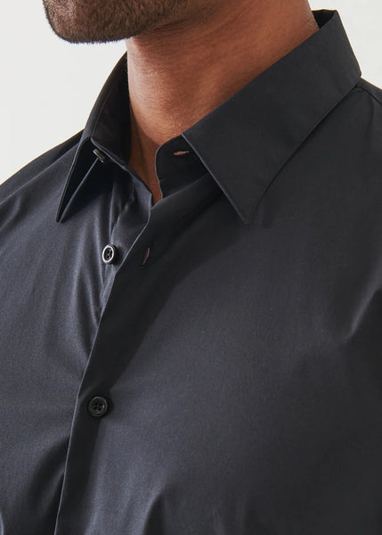 Patrick Assaraf LS Cotton Stretch Darted Shirt - Black