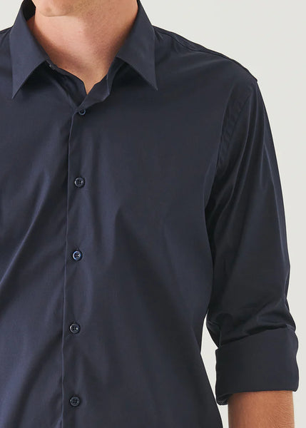 Patrick Assaraf LS Cotton Stretch Darted Shirt - Midnight